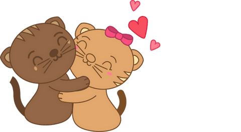 cute cartoon cats hugging with heartfelt text on transparent background - Download Free Stock Videos Pikwizard.com