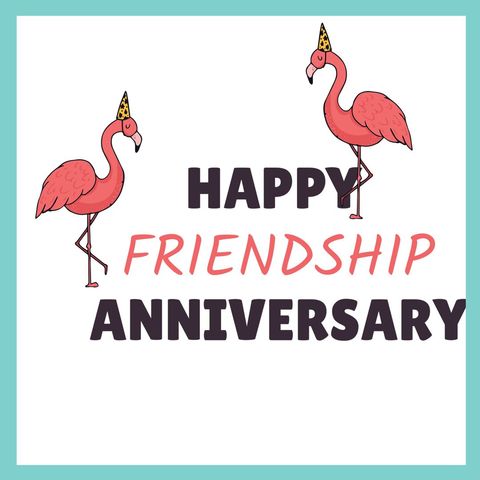 Flamingos with Hats Celebrating Friendship Anniversary - Download Free Stock Templates Pikwizard.com