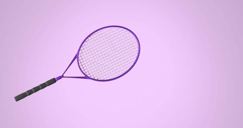 Modern Purple Tennis Racket on Pink Background