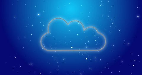 Neon Cloud with Snowflakes on Blue Background - Download Free Stock Images Pikwizard.com
