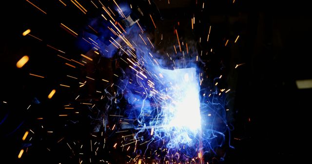 Close-up of Welding Sparks in Dark Workshop - Download Free Stock Photos Pikwizard.com