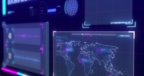 Futuristic Digital Interface with Data and World Map Overlay - Download Free Stock Images Pikwizard.com