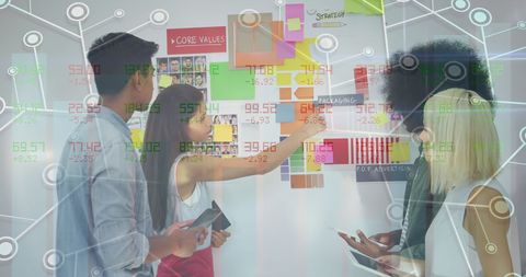 Collaborative Team Brainstorming with Financial Data Overlay - Download Free Stock Images Pikwizard.com
