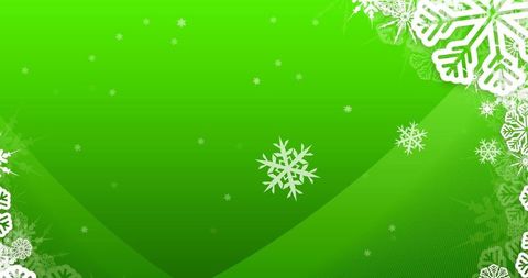Vibrant Abstract Green Background with Snowflakes