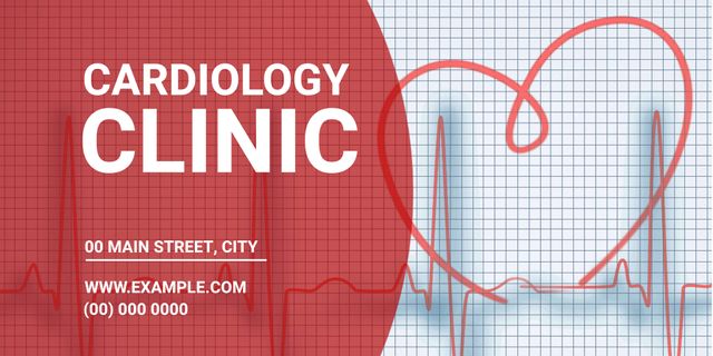 Cardiology Clinic Poster with Heartbeat Graph Design - Download Free Stock Templates Pikwizard.com