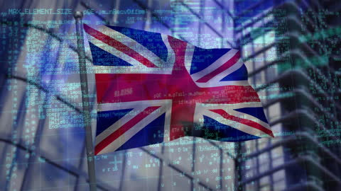 UK Flag with Digital Data Representing Technology