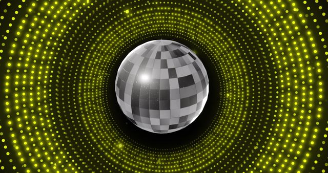 Retro Disco Ball with Vibrant Yellow Light Patterns - Download Free Stock Images Pikwizard.com