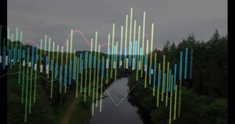 Data Visualization Overlay on River Scene