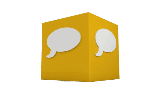 yellow cube with blank speech bubbles symbolizing communication - Download Free Stock Videos Pikwizard.com
