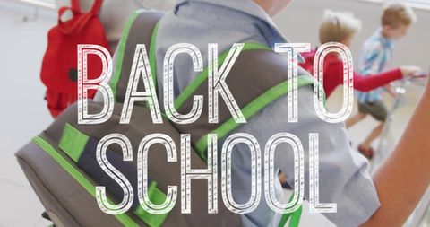 Happy school kids going back to school