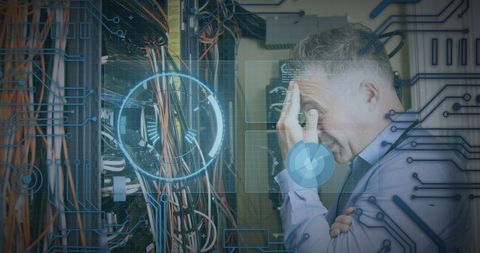 Stressed IT Professional Managing Data Server Issues - Download Free Stock Images Pikwizard.com