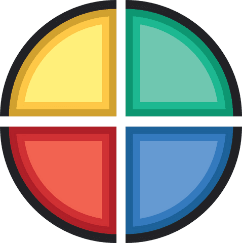 colorful four-segment circle on transparent background - Download Free Stock Videos Pikwizard.com
