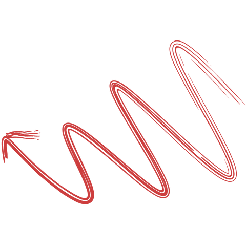 Dynamic red arrow on transparent background illustration