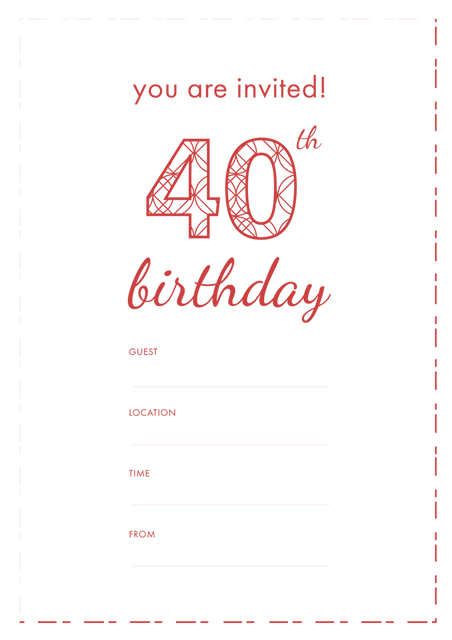 Red You Are Invited 40th Birthday Text on Transparent Background - Download Free Stock Videos Pikwizard.com