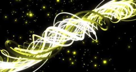 Dynamic Yellow Light Trails on Black Background