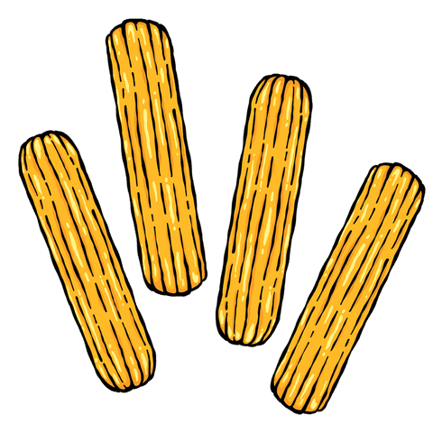 Transparent flat design churros illustration on transparent background