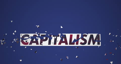 Fractured Capitalism Concept Over Blue Background