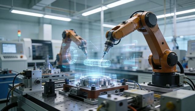 Industrial Robots Assembling Cylinder with Holographic Digital Twin on Production Line