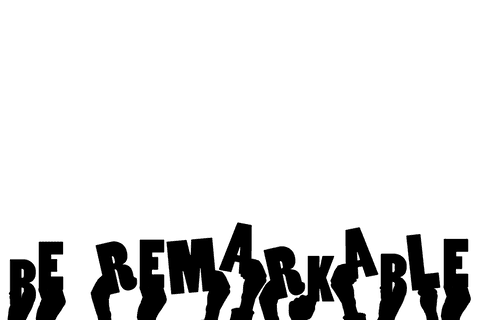 Hands holding be remarkable text on transparent background