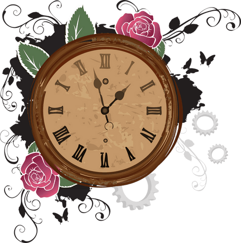 antique clock with botanical floral design on transparent background - Download Free Stock Videos Pikwizard.com