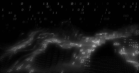 Digital Binary Futuristic Landscape with Flowing Data Code - Download Free Stock Images Pikwizard.com