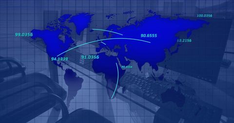 global financial data processing overlaid on world map - Download Free Stock Images Pikwizard.com