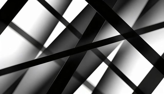 Crossing black ribbons creating layered geometric pattern with soft gradients