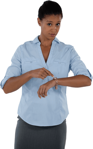 transparent professional businesswoman checking time on wristwatch - Download Free Stock Videos Pikwizard.com
