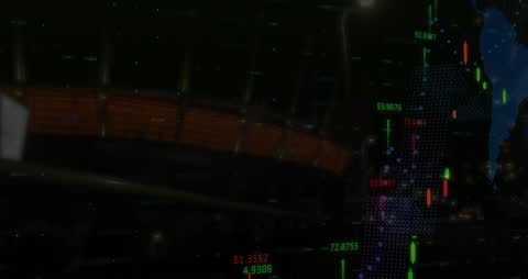 Abstract Financial Data Overlay on Globe Animation