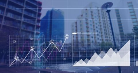 futuristic graphs overlay cityscape depicting digital finance growth - Download Free Stock Images Pikwizard.com