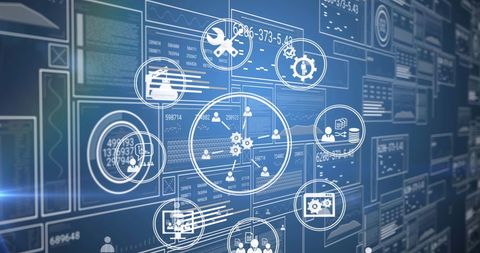 Digital Media Icons Overlapping Data Network Background - Download Free Stock Images Pikwizard.com