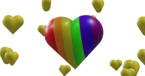Vibrant Rainbow Hearts on White Background