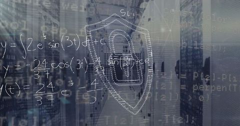 Cybersecurity expert in data center with shield overlay