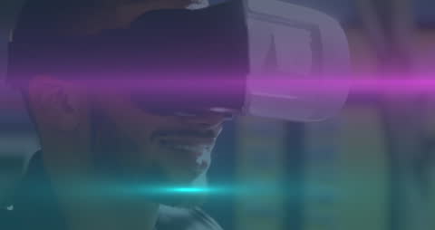 Visionary Individual Immersed in Futuristic Virtual Reality