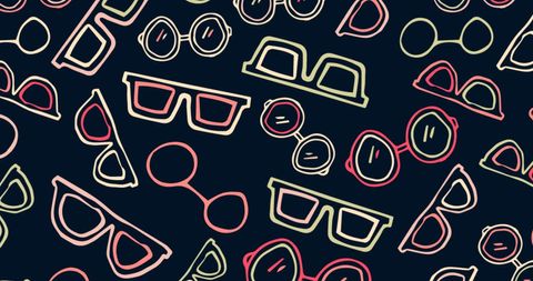 Seamless Pattern of Varied Eyewear on Black Background - Download Free Stock Images Pikwizard.com