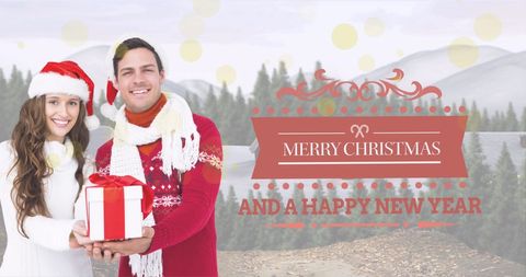 Happy Couple Embraces Holiday Magic with Gift Exchange