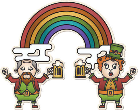 cheerful ginger leprechauns toasting under rainbow on transparent background - Download Free Stock Videos Pikwizard.com