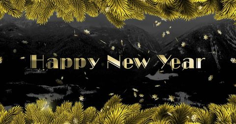 Elegant Happy New Year Over Forest Scene