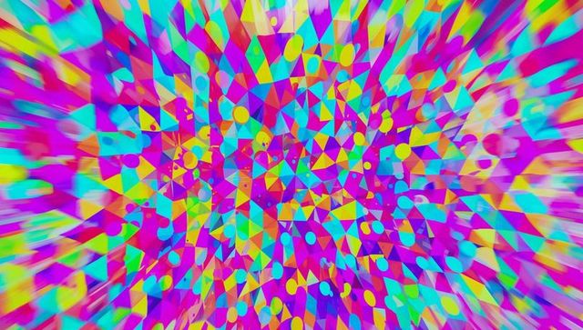 Dynamic Geometric Neon Explosion of Circles and Triangles