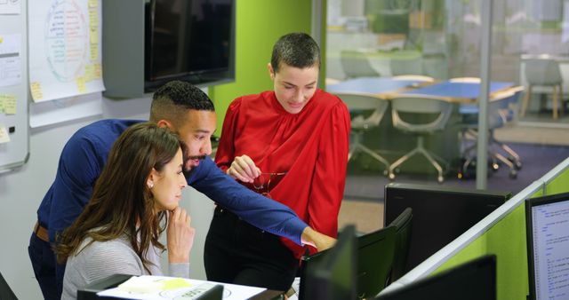 Collaborating Team Working on Computer Project in Modern Office - Download Free Stock Images Pikwizard.com