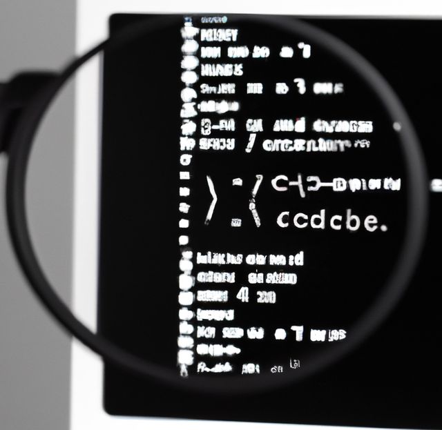 Close up of code with letters and numbers on black background. Text, writing and coding concept.