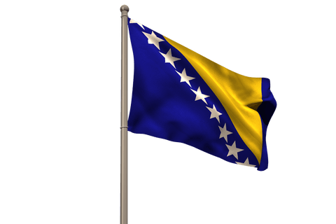 Bosnia and herzegovina flag waving in transparent background