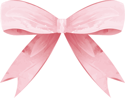 Delicate Pink Ribbon Bow on Transparent Background