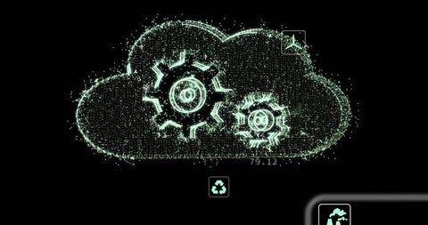Futuristic cloud computing with gears and eco-iconography
