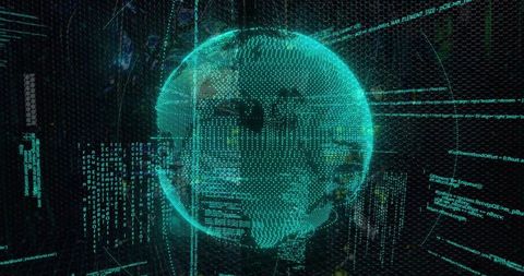 Holographic Globe in Futuristic Data Interface