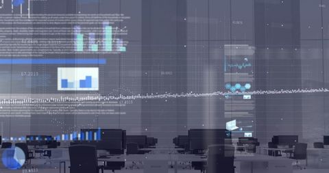Financial Data Visualization Overlay in Modern Office - Download Free Stock Images Pikwizard.com