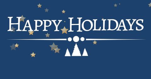 Festive Holiday Greeting with Stars on Blue Background