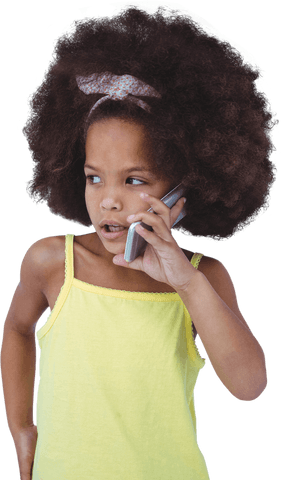 curious girl with afro hair talking on phone transparent background - Download Free Stock Videos Pikwizard.com