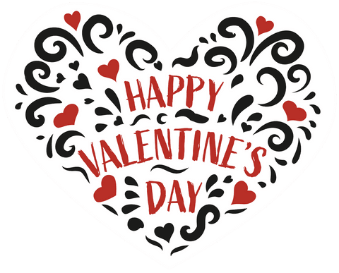 Happy Valentine's Day Heart Illustration on Transparent Background