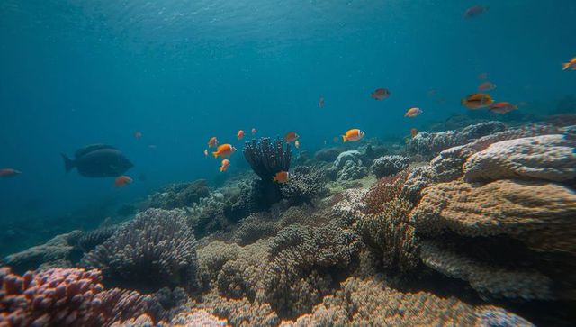 Vibrant Coral Reef Ecosystem with Bright Orange Fish